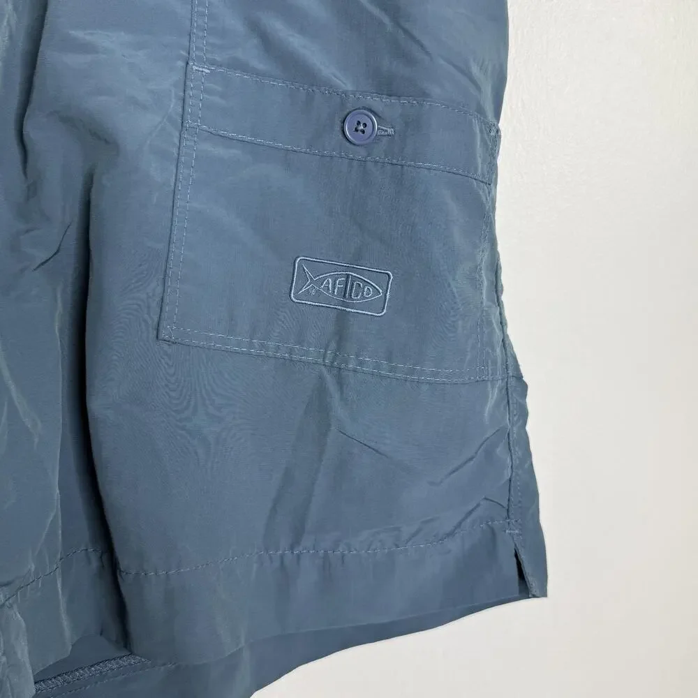 AFTCO Shorts Mens 42 Blue Nylon Cargo Elastic Waist Fishing Hiking Outdoor 8
